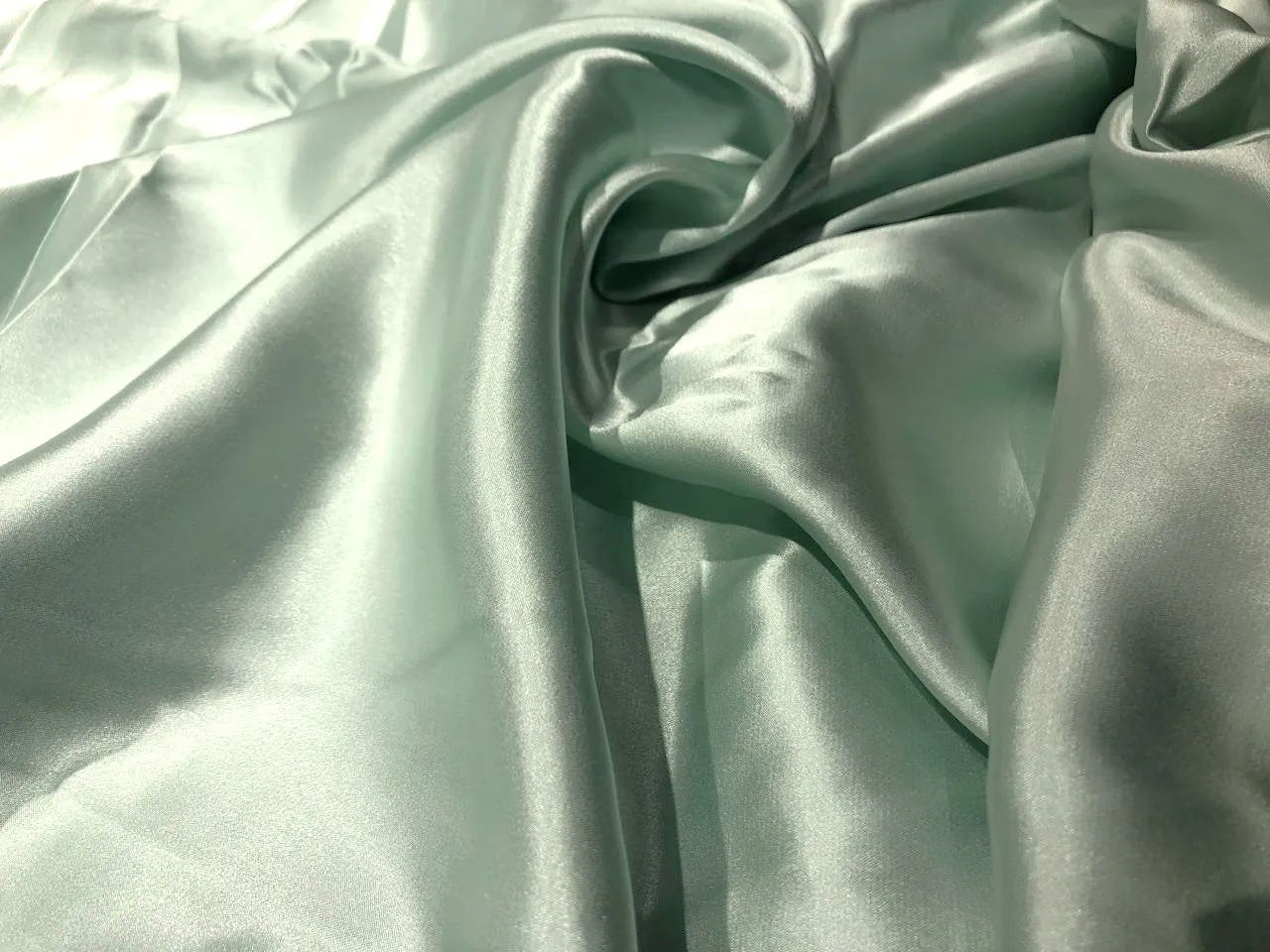 100% Charmeuse Silk Satin fabric  24 momme SEA FOAM GREEN color 54" wide[16246]