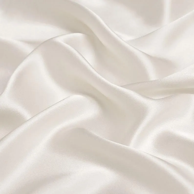 100% Charmeuse Silk Satin fabric available in 26 and 40 momme white ivory color 44" wide[13058/59]