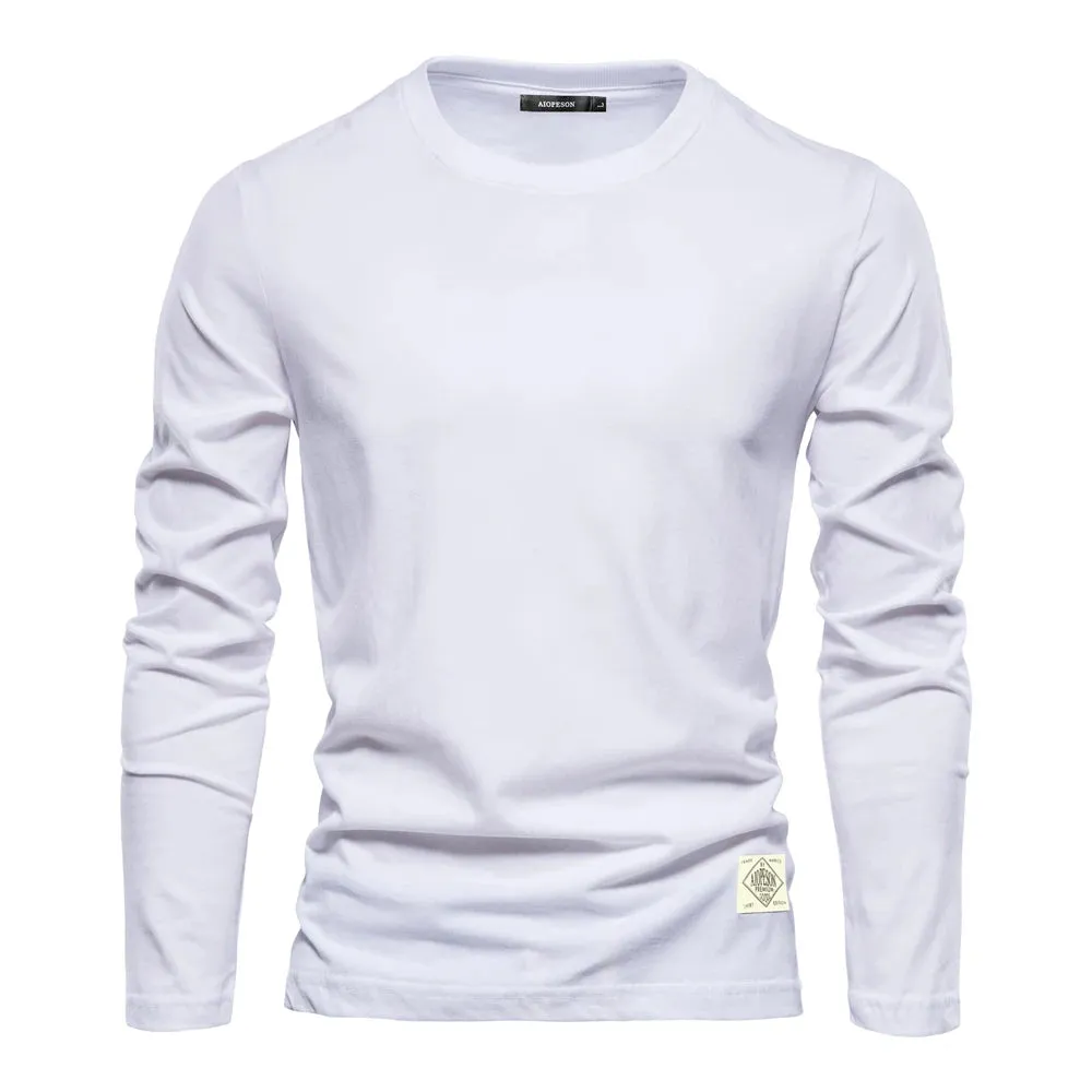 100% Cotton Long Sleeve T shirt For Men Solid Spring Casual Mens T-shirts High Quality Male Tops Classic Clothes Men's T-shirts