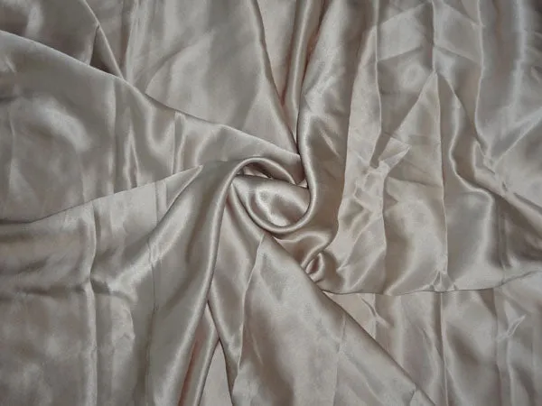 100% PURE SILK SATIN FABRIC 100 GRAMS BEIGE COLOR 44&quot; wide