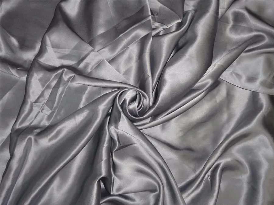 100% PURE SILK SATIN FABRIc 100 GRAMS SILVER COLOR 44&quot; wide