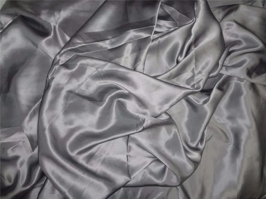 100% PURE SILK SATIN FABRIc 100 GRAMS SILVER COLOR 44&quot; wide