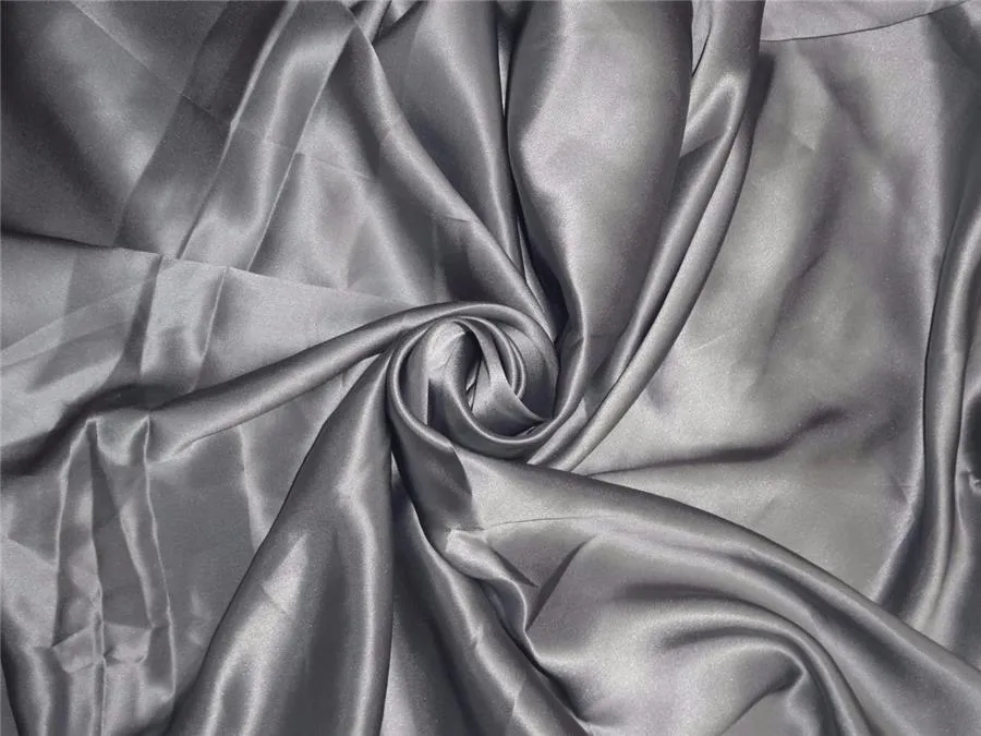 100% PURE SILK SATIN FABRIc 100 GRAMS SILVER COLOR 44&quot; wide