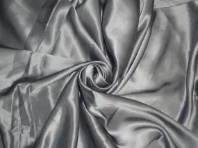 100% PURE SILK SATIN FABRIc 100 GRAMS SILVER COLOR 44" wide B2#65[5]