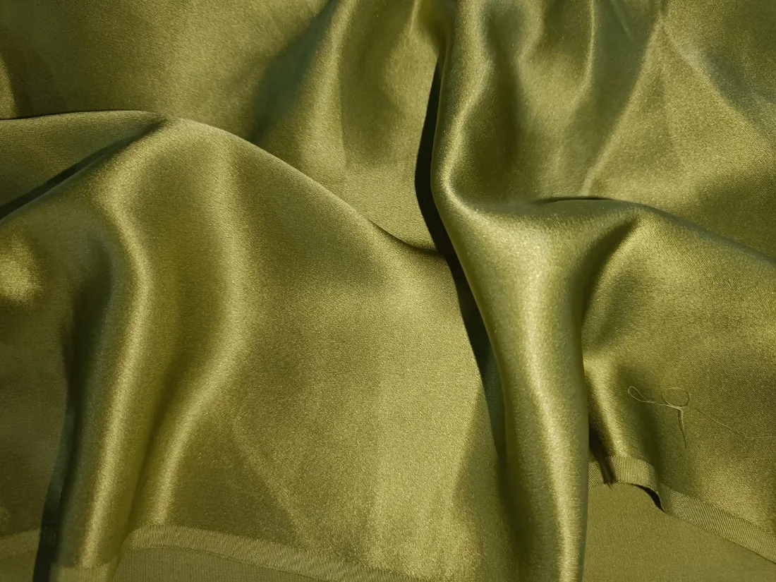 100% PURE SILK SATIN FABRIC 130 grams OLIVE COLOR 44&quot; wide[34.70  MOMME] [6663]