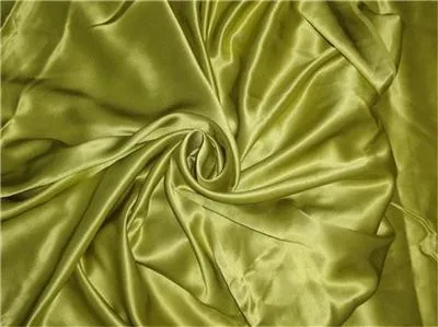 100% PURE SILK SATIN FABRIC 130 grams OLIVE COLOR 44&quot; wide[34.70  MOMME] [6663]