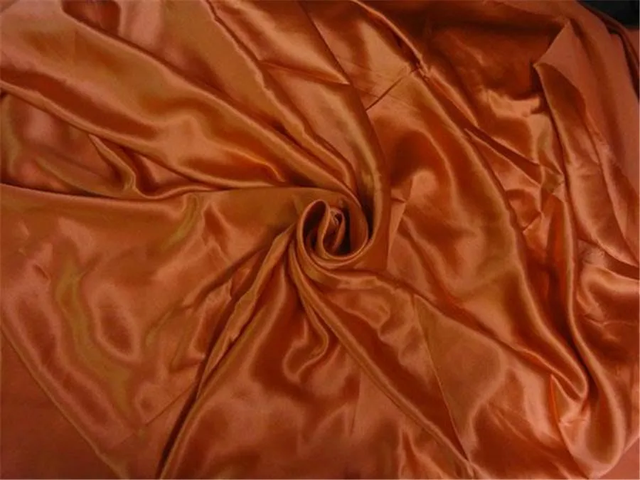 100% PURE SILK SATIN FABRIC 160 GRAMS BRIGHT ORANGE colour 54" wide B2#50[3]