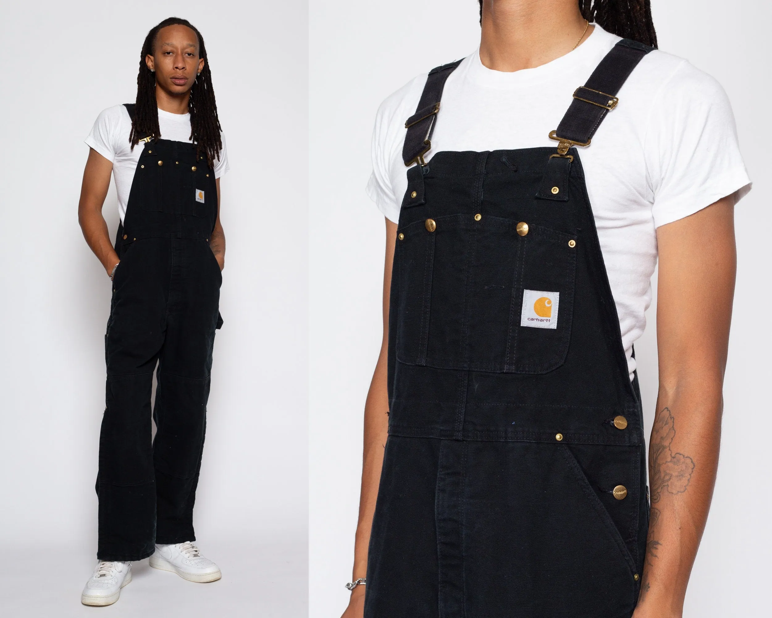 38x30 90s Carhartt Made In USA Black Insulated Overalls