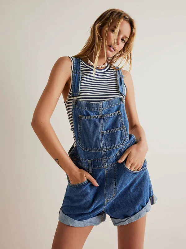 Abby's Loose Multi-pocket Overalls Jeans