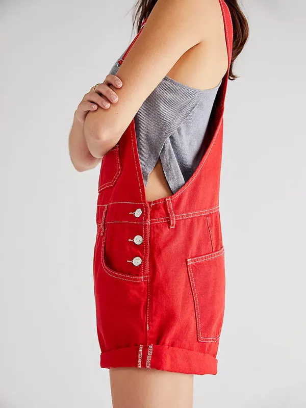 Abby's Loose Multi-pocket Overalls Jeans