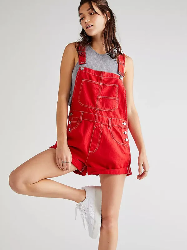 Abby's Loose Multi-pocket Overalls Jeans