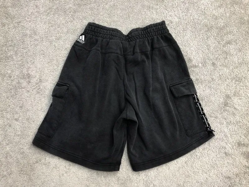 Adidas Shorts Men Small Black Sweat Cargo Shorts Running Jogging Lightweight