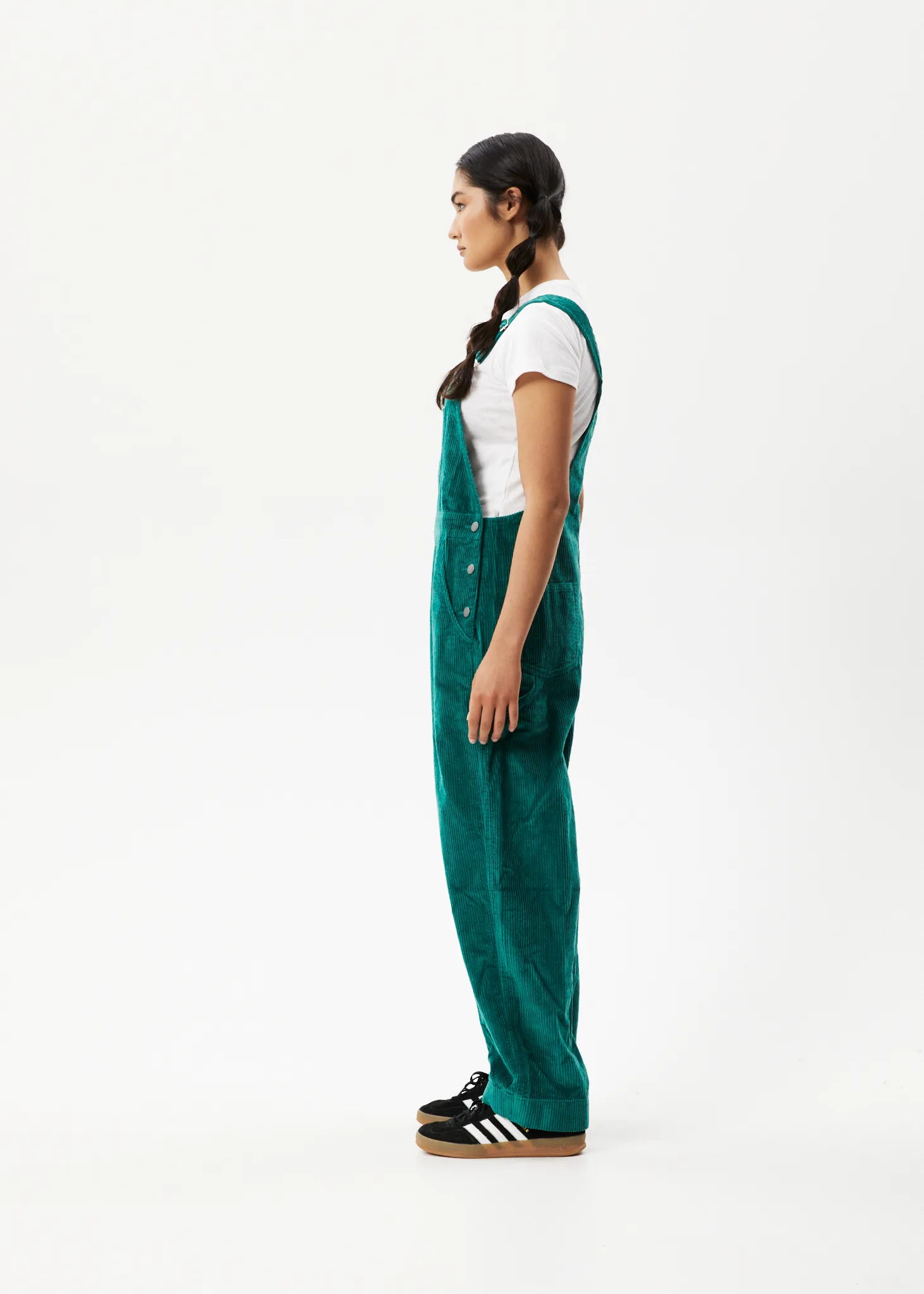 AFENDS Womens Louis - Corduroy Baggy Overalls - Emerald