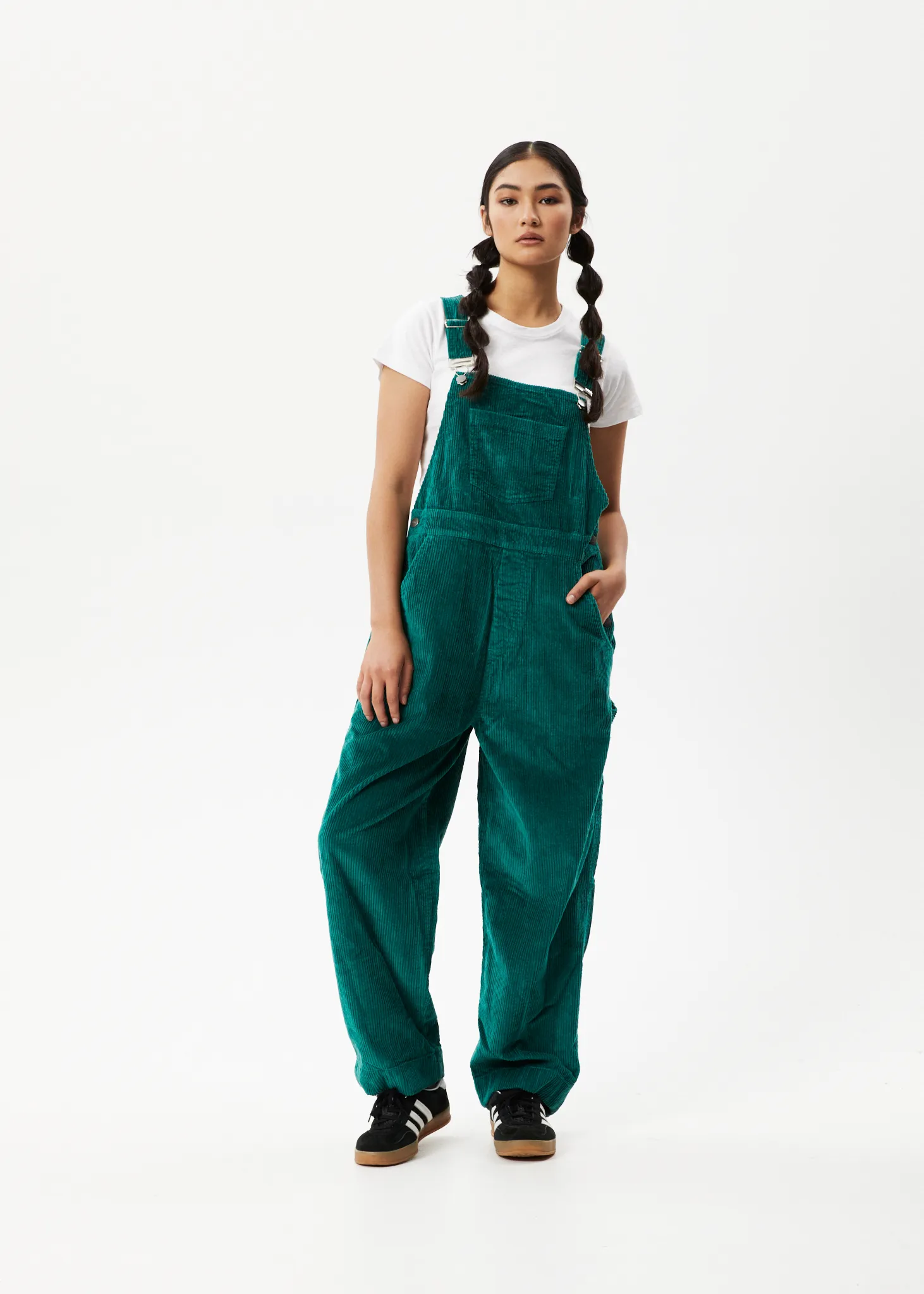 AFENDS Womens Louis - Corduroy Baggy Overalls - Emerald