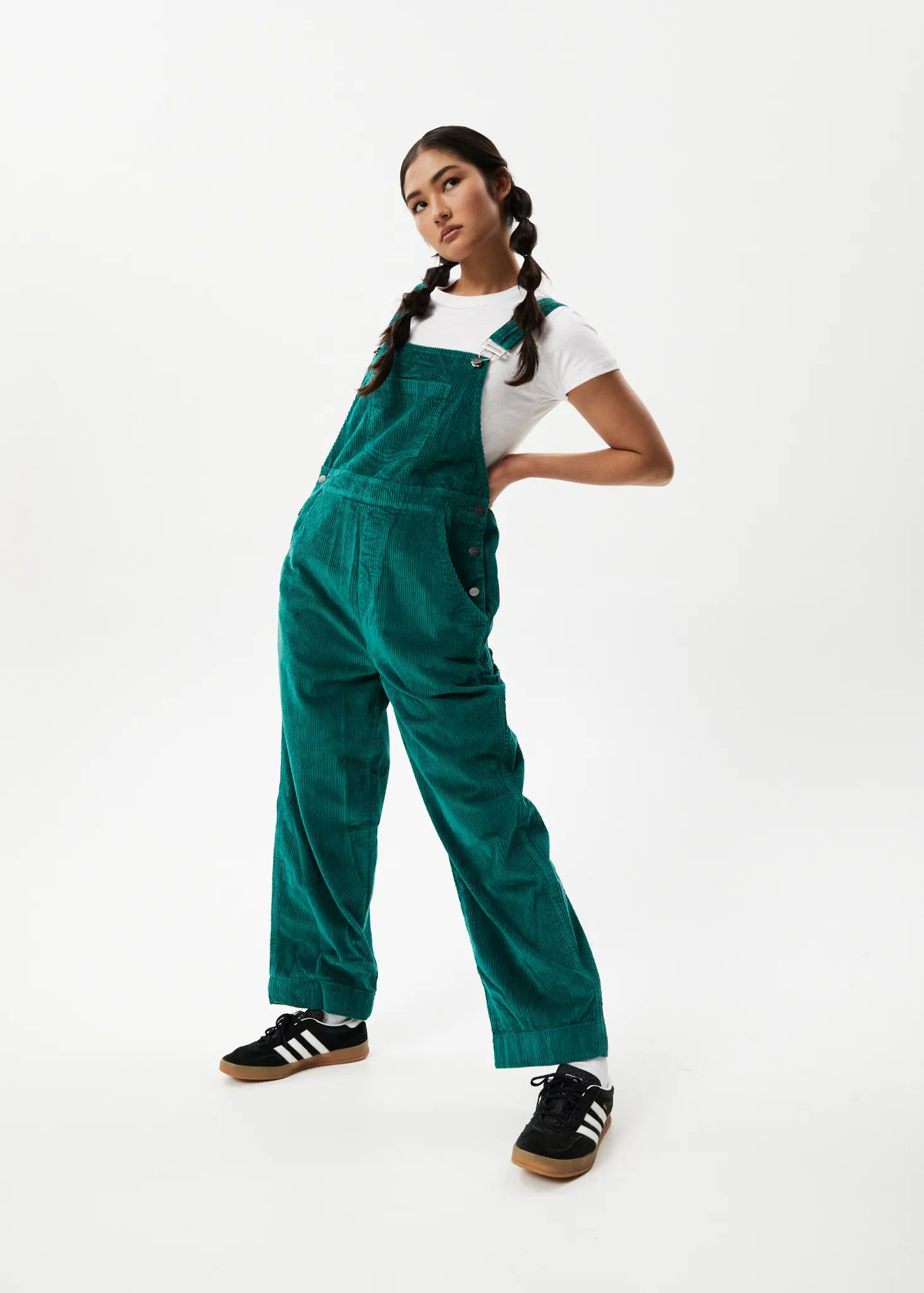 AFENDS Womens Louis - Corduroy Baggy Overalls - Emerald