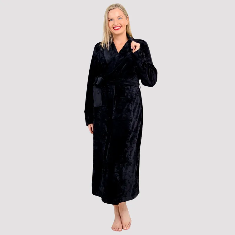 Blue Sky Velvet Robe Black