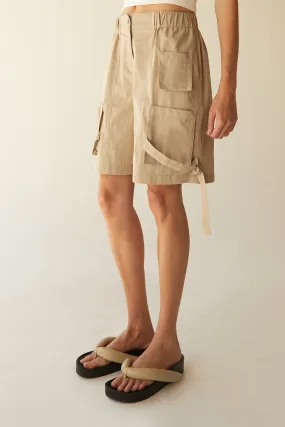 COTTON NYLON TWILL CARGO SHORT