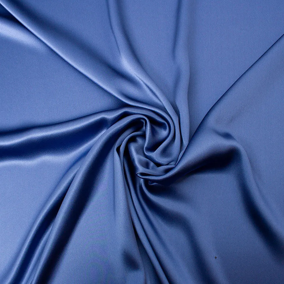 Dark Cornflower Blue Pure Silk Satin