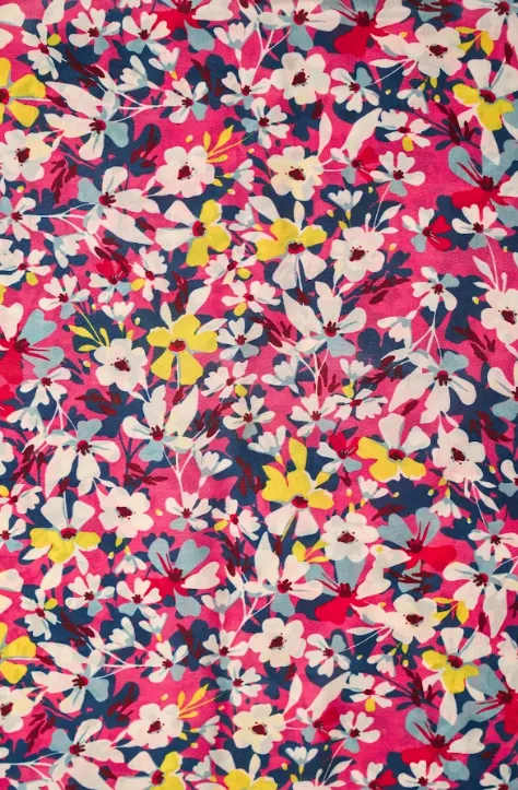 Delightful Pink Tiny Floral Pattern Printed Natural Crepe Silk Fabric