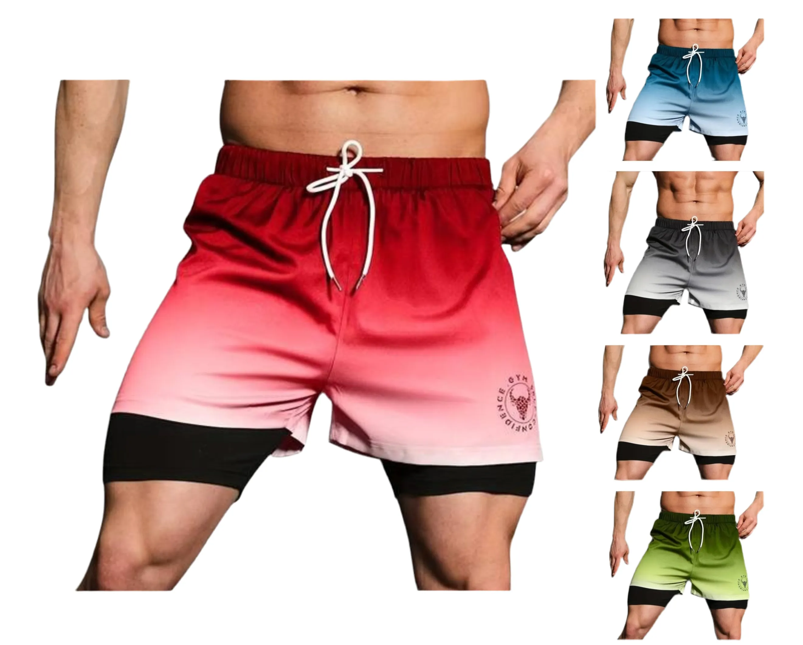 Double Layer Shorts Stretching Sports Summer Gym Workout 2 in 1 Stretchable Short |  SX230521