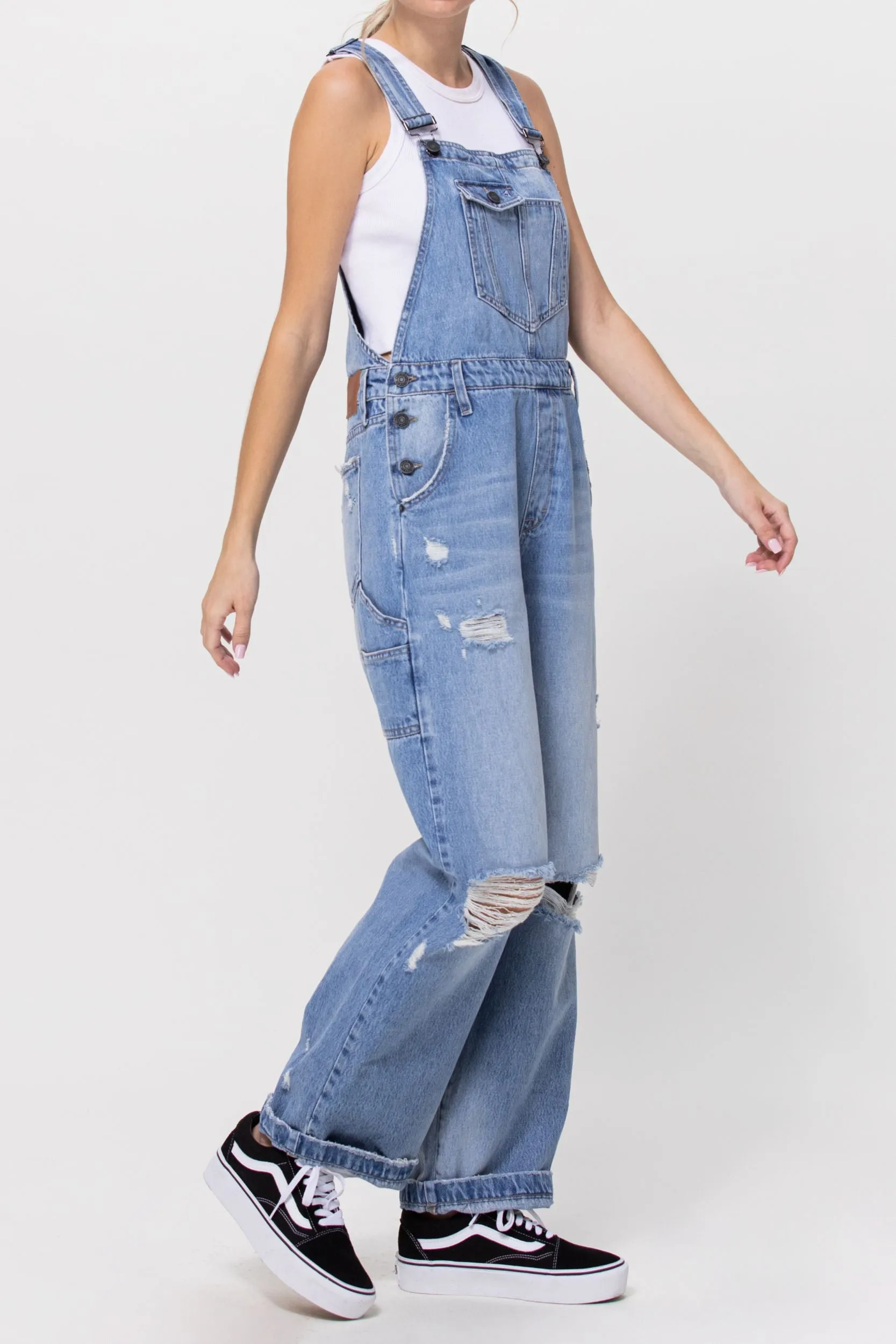 [Dylan] Medium Wash Baggy Overalls