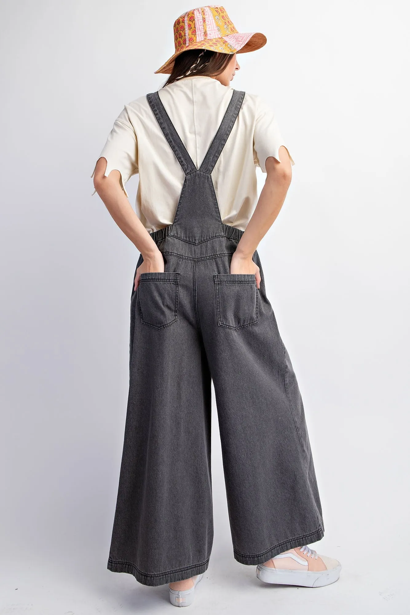 Easel Plus Overalls - Adjustable tie straps, elastic back waist GRAY BLACK