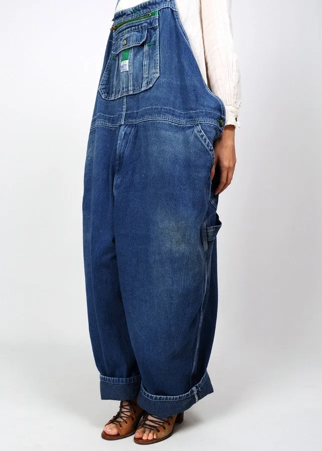 Faded Baggy Work Wear Overalls