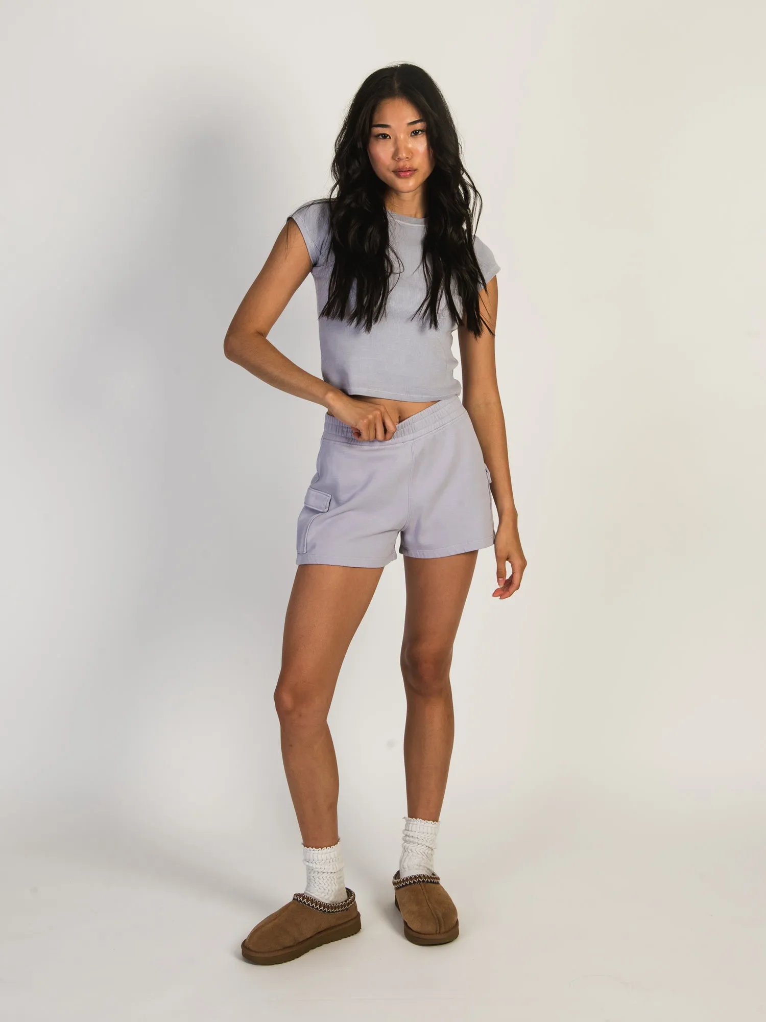 HARLOW HEIDI FLEECE CARGO SHORT - LAVENDER