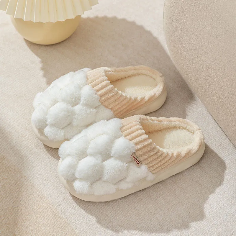 Honeycomb: Fluffy Plush Slippers | Warm Indoor Slippers