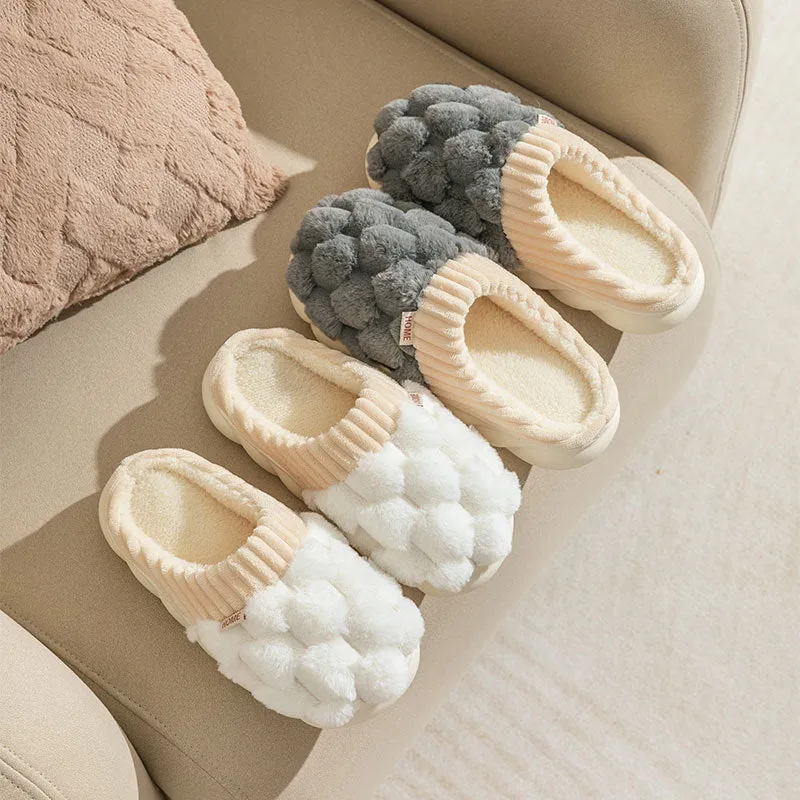 Honeycomb: Fluffy Plush Slippers | Warm Indoor Slippers