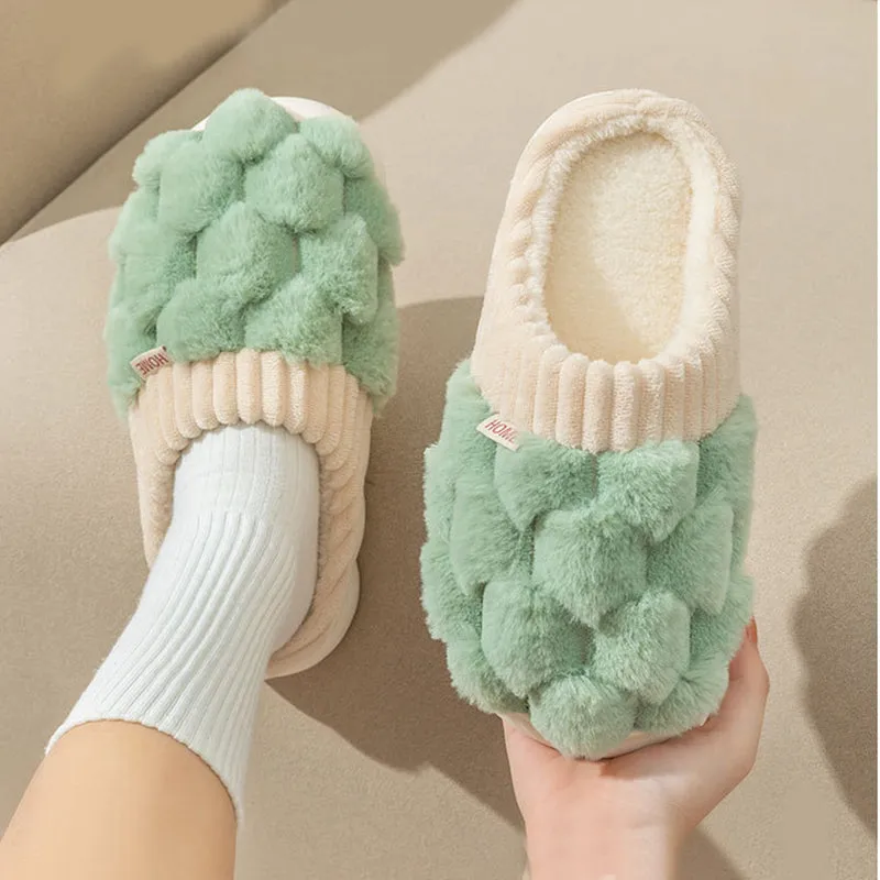 Honeycomb: Fluffy Plush Slippers | Warm Indoor Slippers