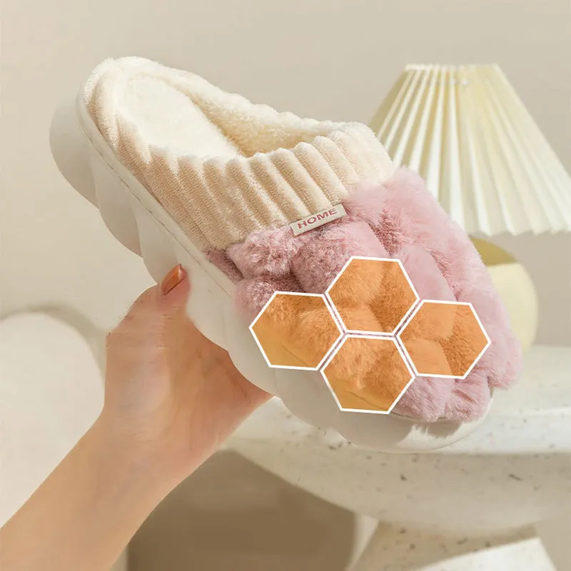 Honeycomb: Fluffy Plush Slippers | Warm Indoor Slippers