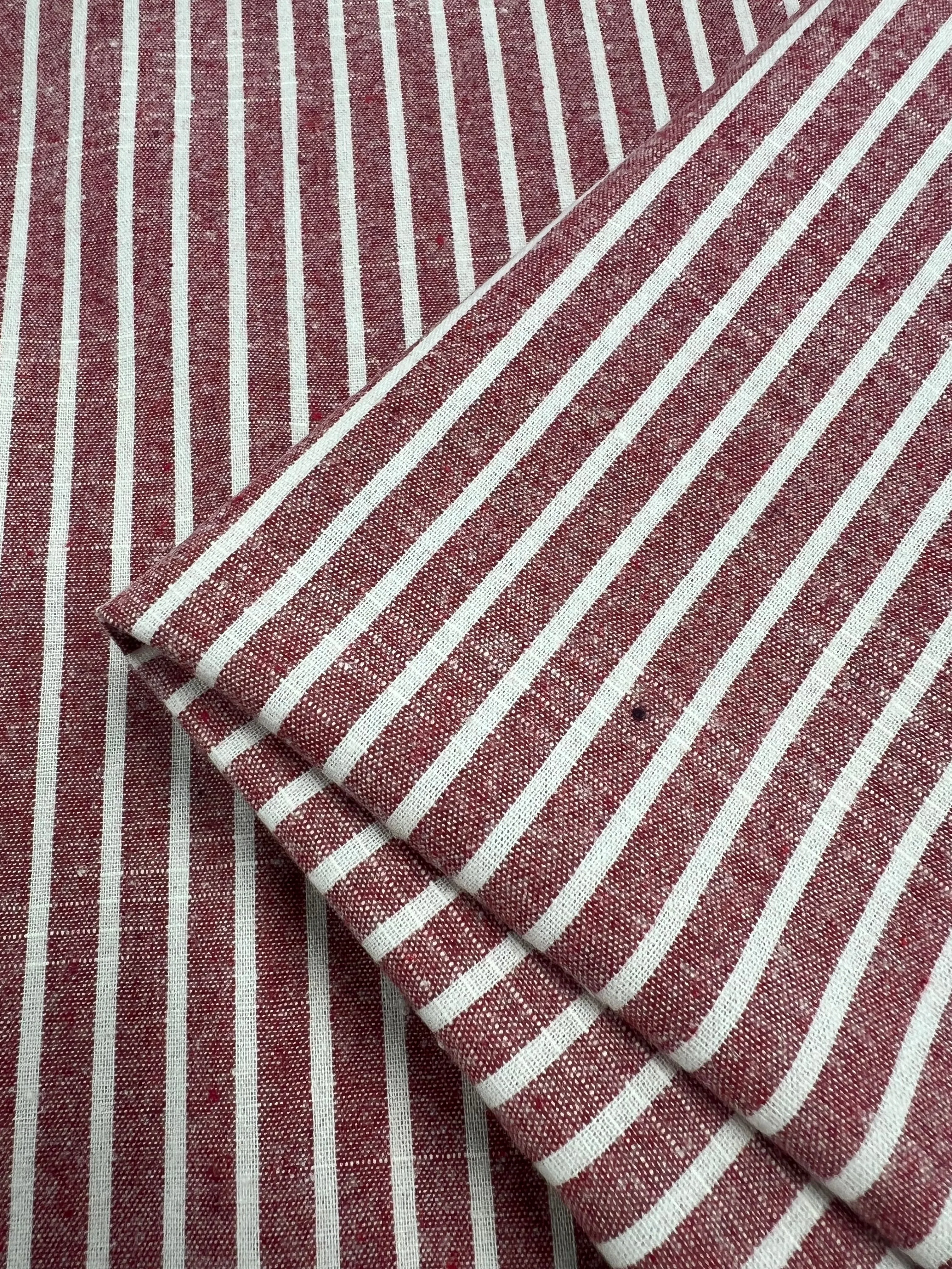 Linen Cotton - Earth Red Stripe - 145cm