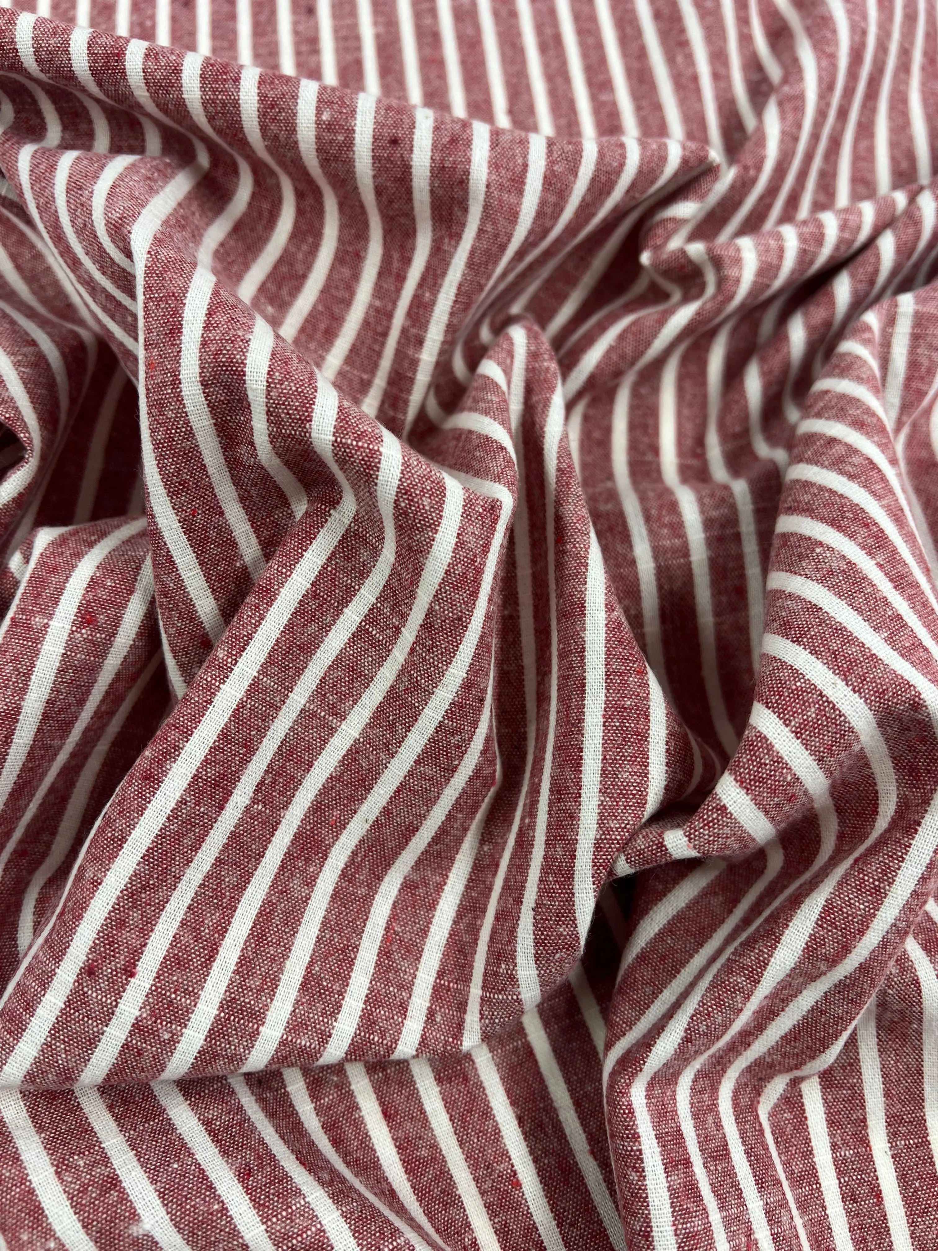 Linen Cotton - Earth Red Stripe - 145cm