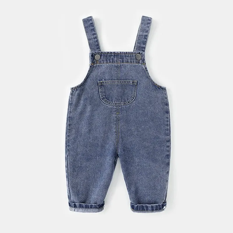 Loose Fit Kids Baggy Denim Overalls with Graphic Prints