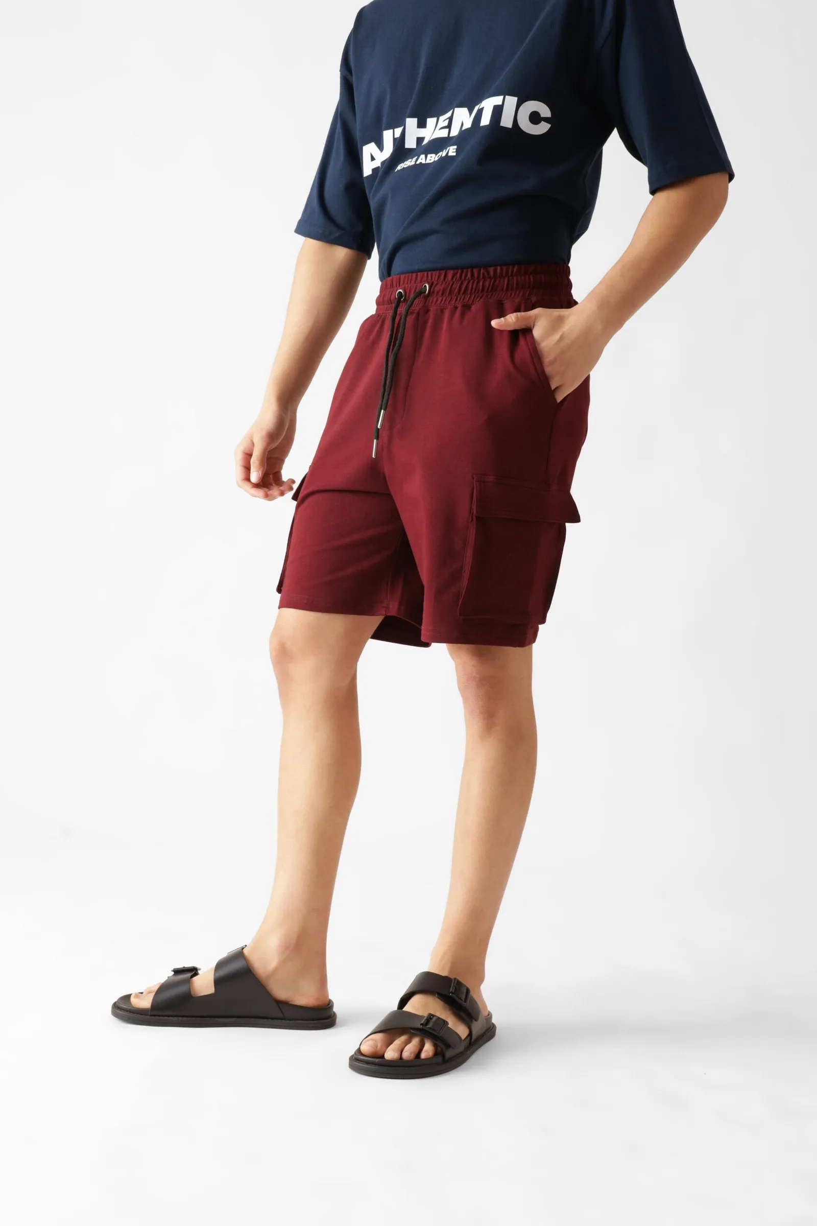 Maroon Cargo Shorts for Men