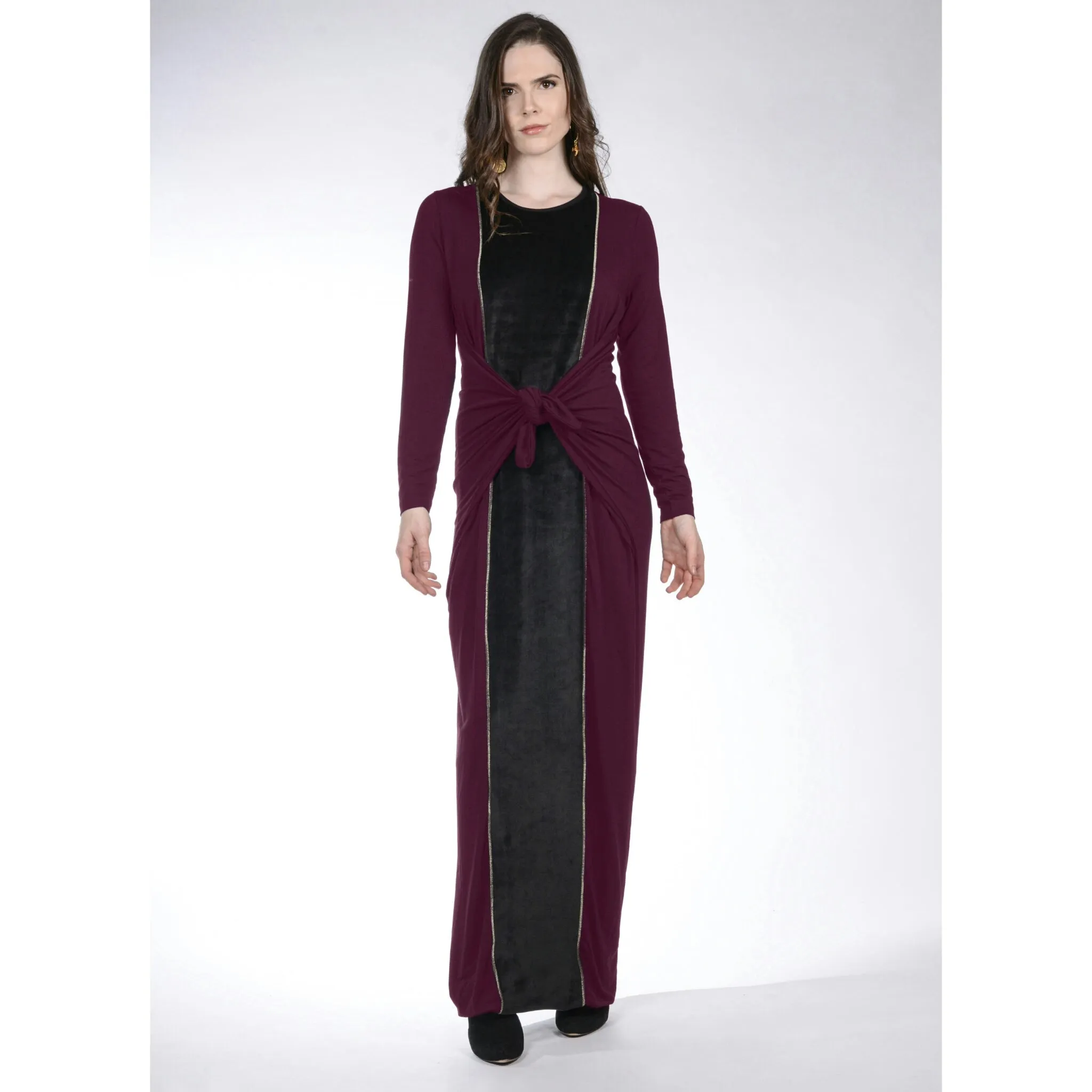 Maxi Boho Velour: Wine/Black/Gold