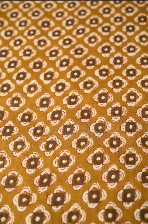 Natural Neutral Color Geo Pattern Printed Summer Pure Cotton Fabric