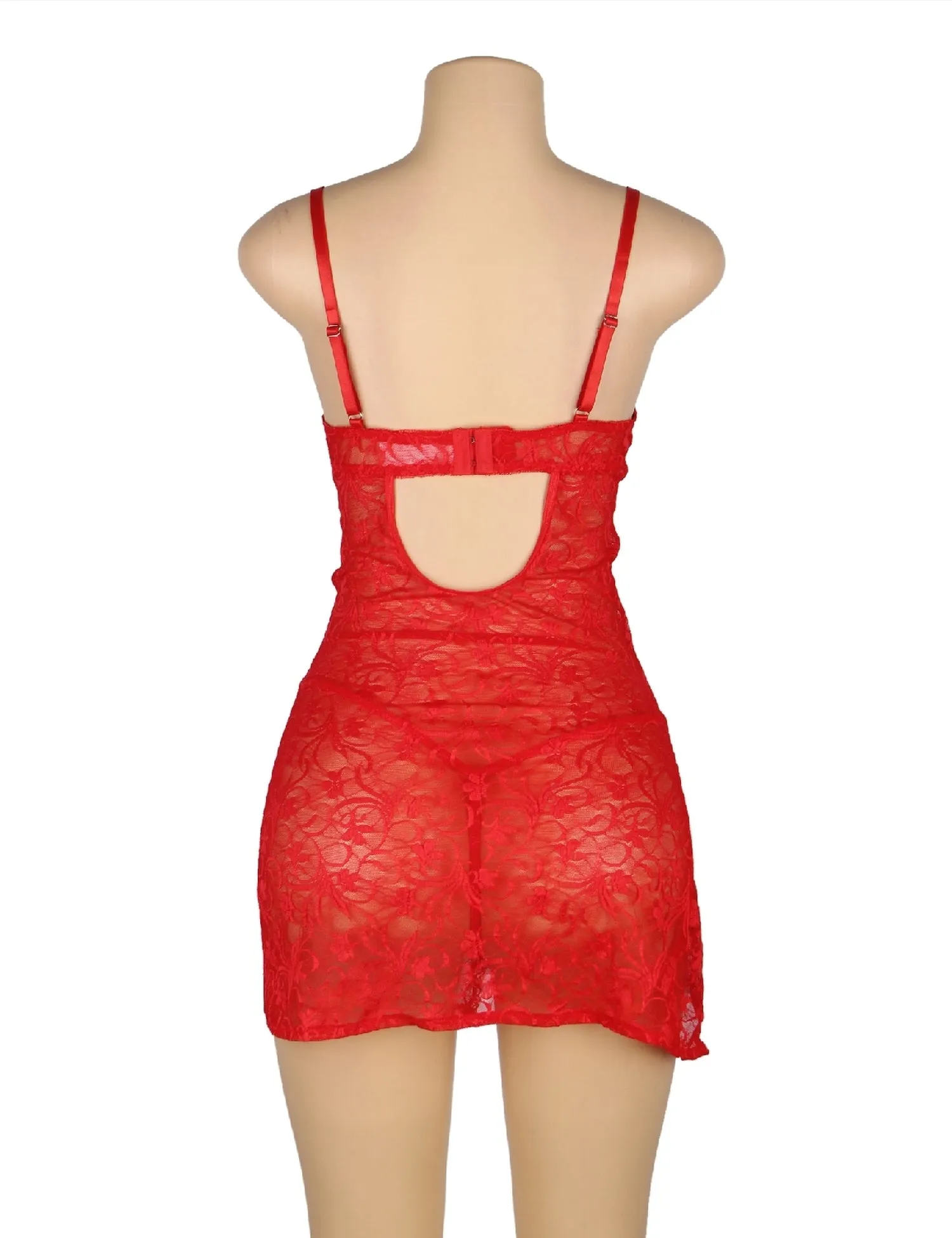 New Red & Black Lace With Underwire Adjustable Straps Babydoll