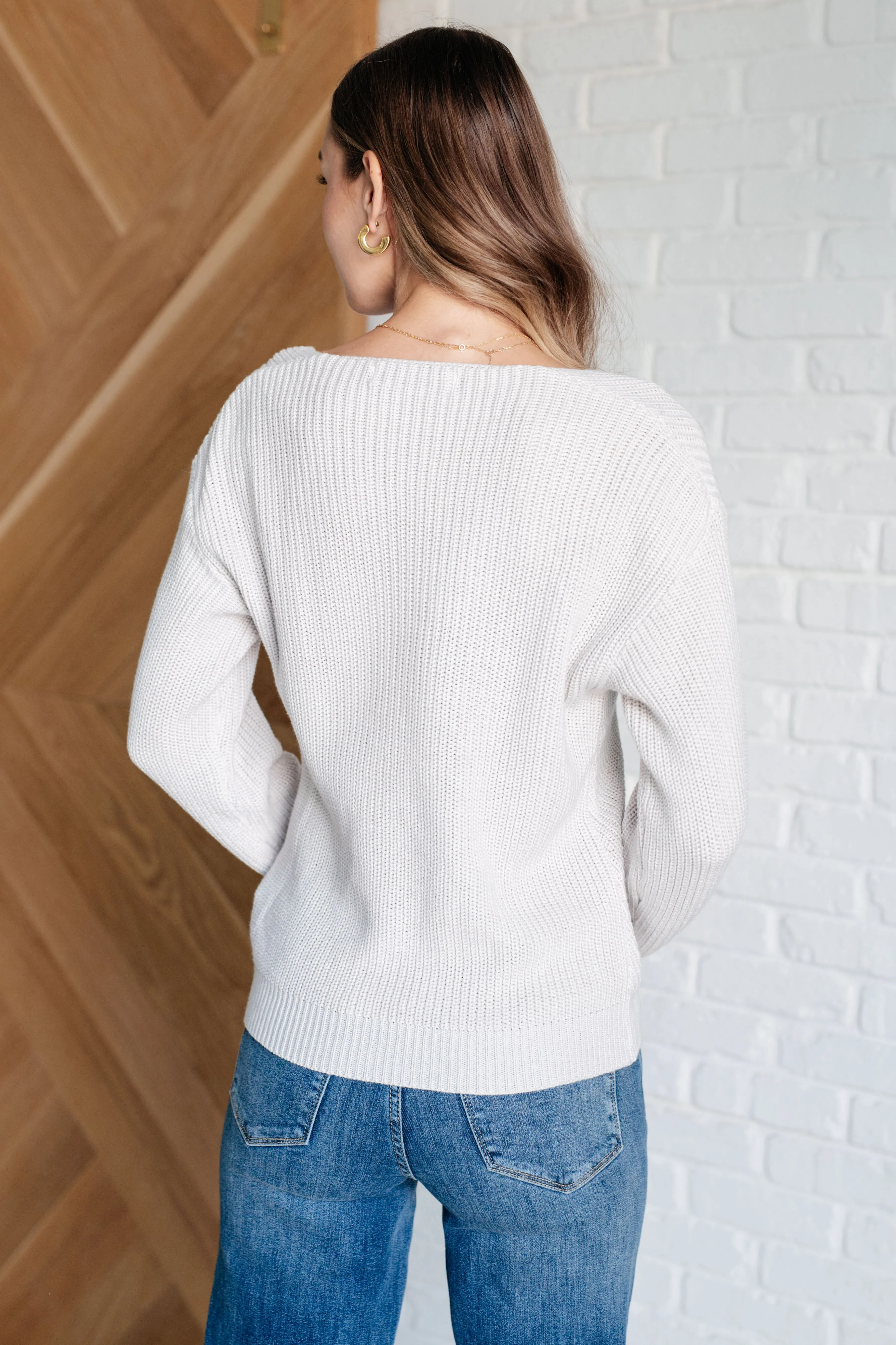 One Eleven North-Told You So Ribbed Knit V Neck Sweater