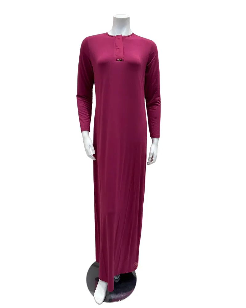 Plush PM Berry Satin Accent Button Down Modal Nightgown