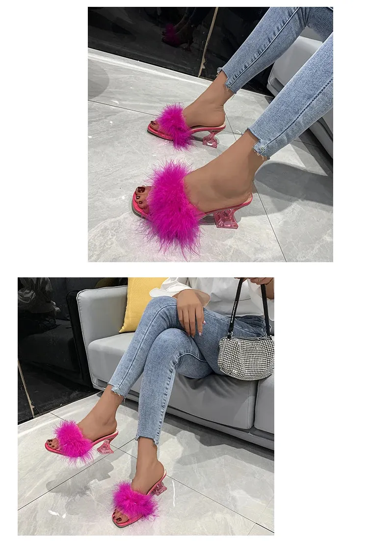 Quianae Feather Slippers High Heels