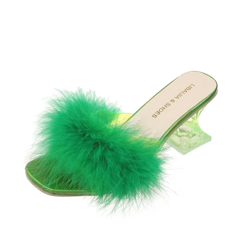 Quianae Feather Slippers High Heels