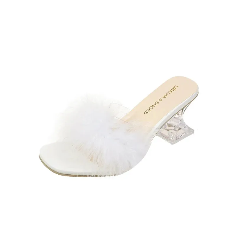 Quianae Feather Slippers High Heels