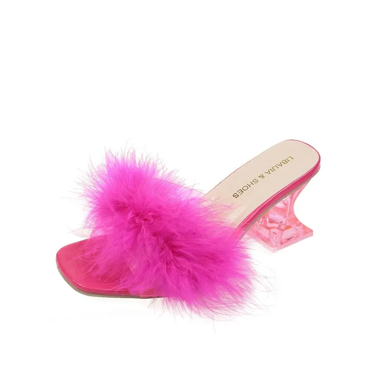 Quianae Feather Slippers High Heels