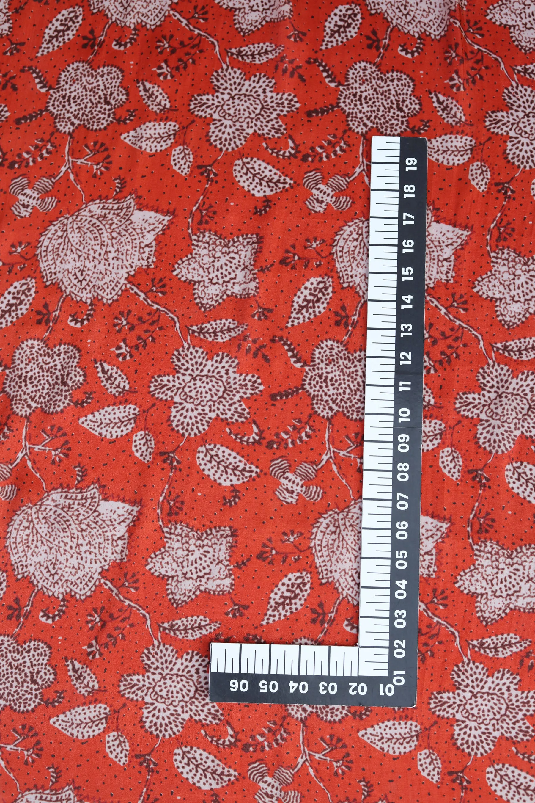 Rust Orange Traditional Printed Gaji Silk Fabric