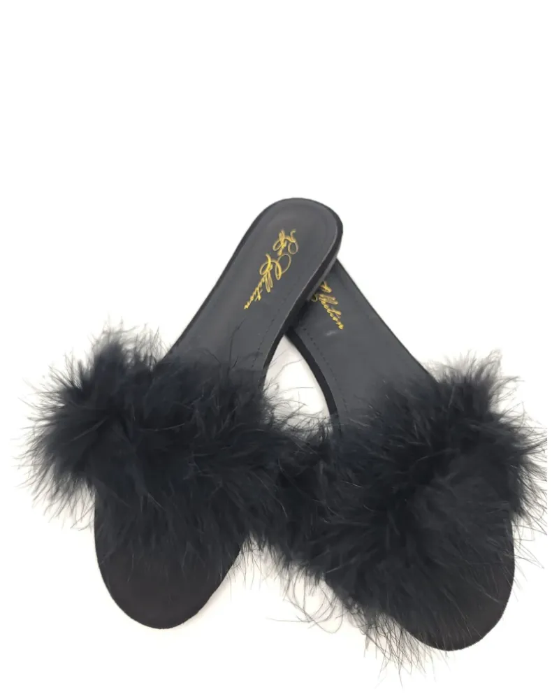 Rya Collection Black Feather Slippers