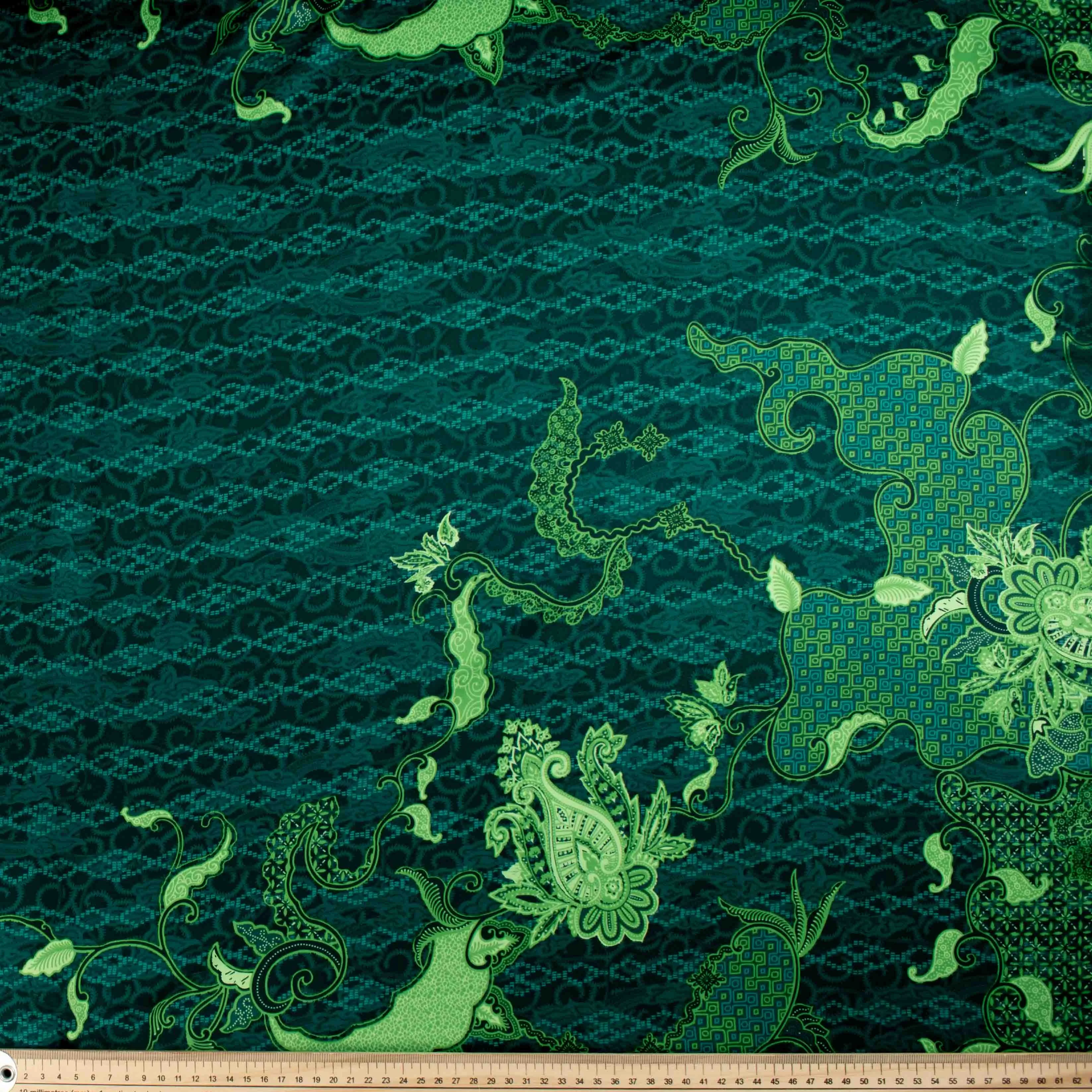 Sand Wash Prints Design-641 Green Paisley & Geometry