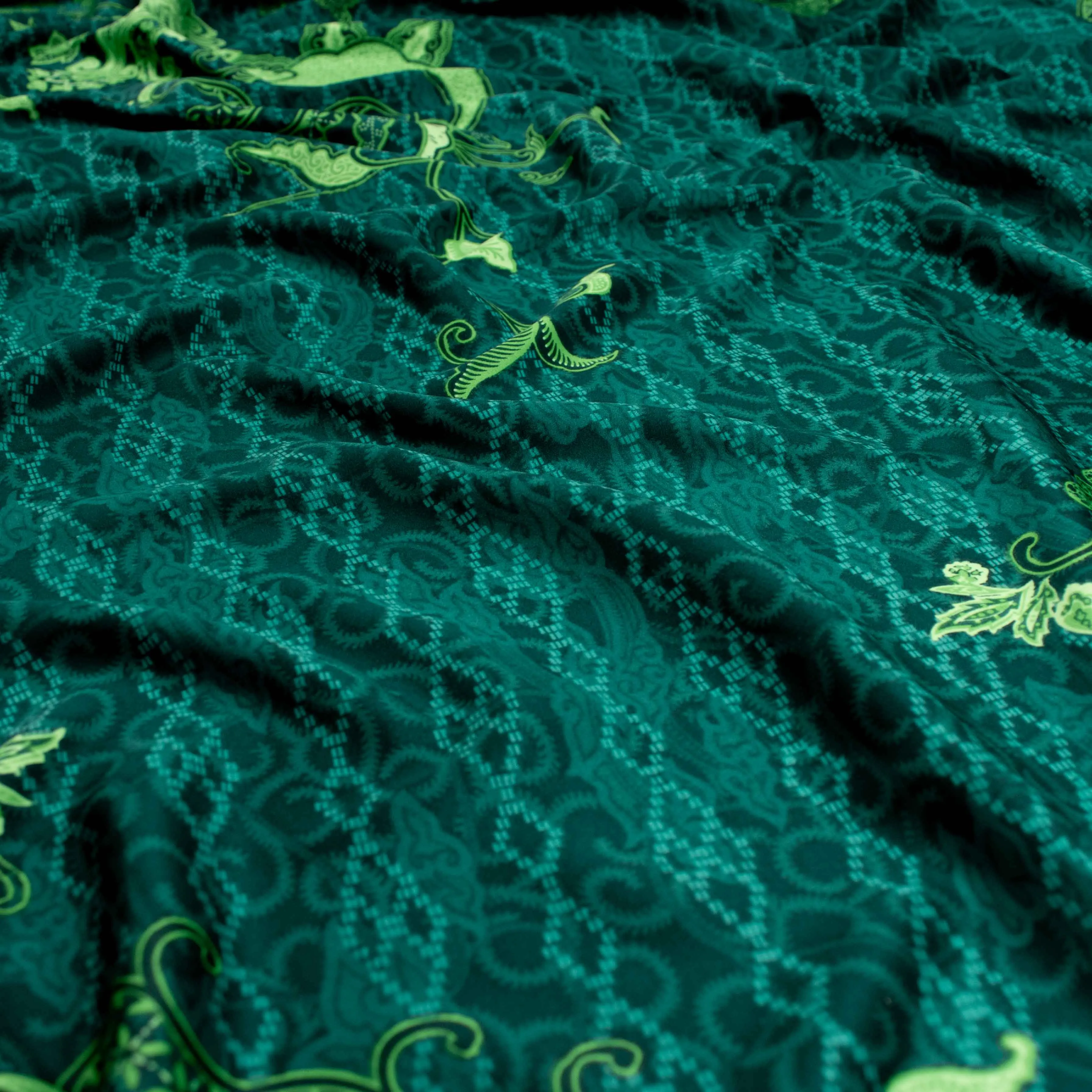 Sand Wash Prints Design-641 Green Paisley & Geometry