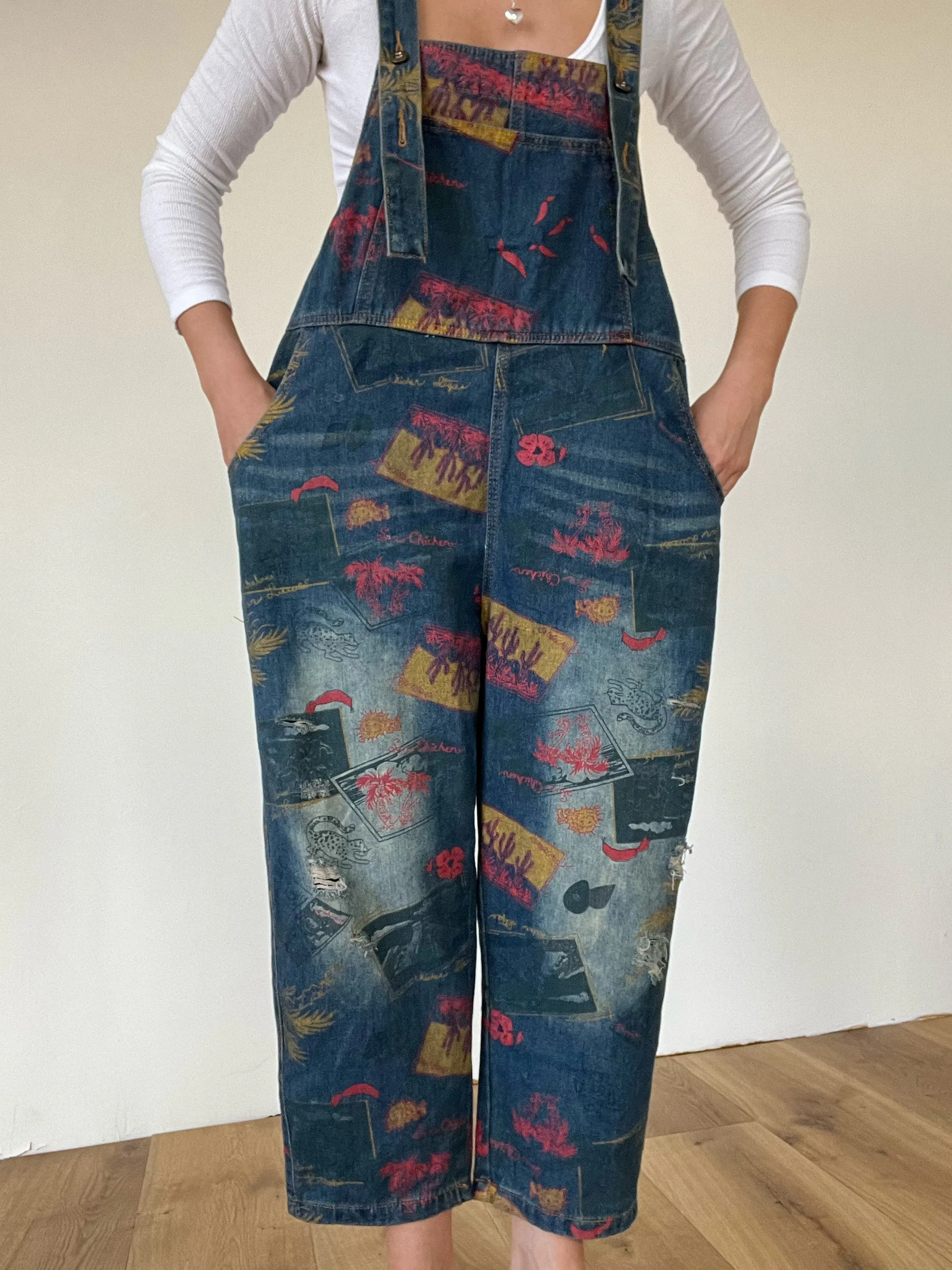 Southwest Print Baggy Overalls